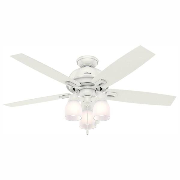 Hunter Donegan 52 In Led Indoor Fresh White Ceiling Fan With 3 Light 53337 The Home Depot Led Indoor Fresh White Ceiling Fan With, Hunter 52 Inch White Ceiling Fan With Light