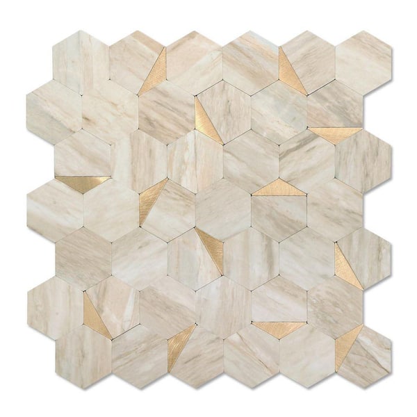 Beige 12.2 in. x 11.34 in. PVC Peel and Stick Backsplash 10-Pack