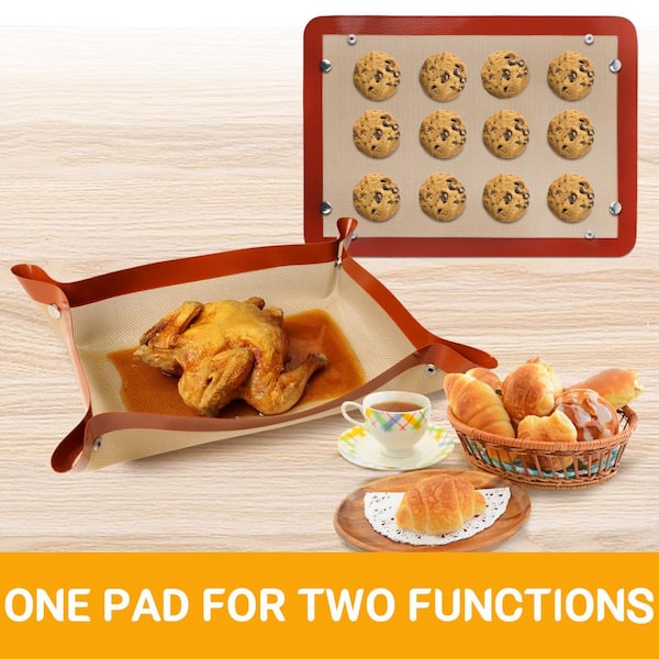 KPKitchen Silicone Baking Mat Set of 5 - 2 Half Sheets + 1 Quarter + 1 Round & 1 Square Size Silicone Baking Sheet - Nonstick & Easy to CL