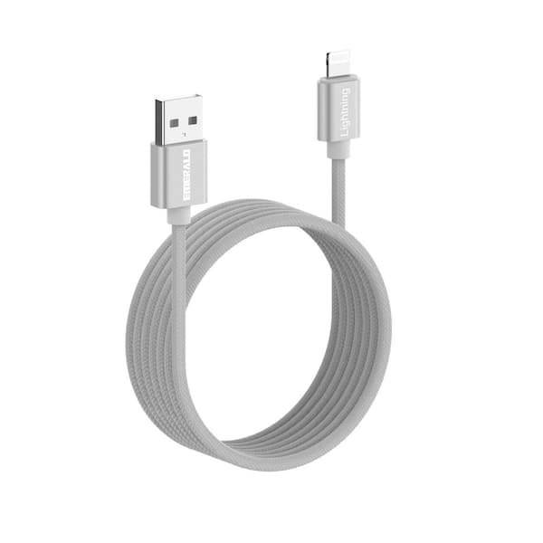 10 ft. Braided Cable Lighting to Standard USB Charging Cable for iPhone and iPads
