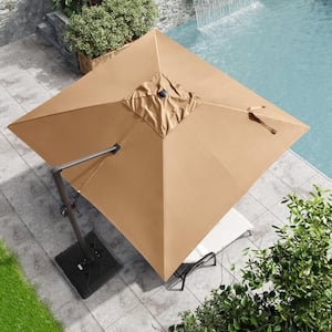 10 ft. Heavy-Duty Cantilever Tilt Patio Umbrella in Tan