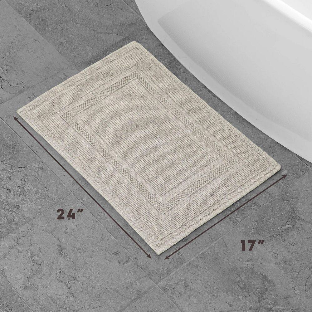 Taupe Gray Moroccan Cotton Bath Mat 24"L x 17"W, Machine Washable