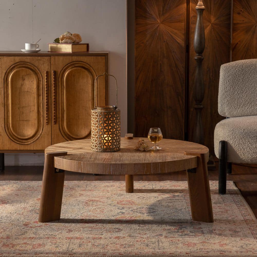 Dennis 36.61in Natural Wood Round Coffee Table - rated 5 stars from 1 reviews