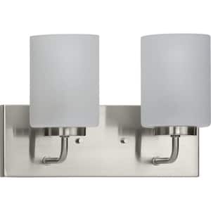 Merry 2-Light Brushed Nickel Etched Glass Transitional Wall Light