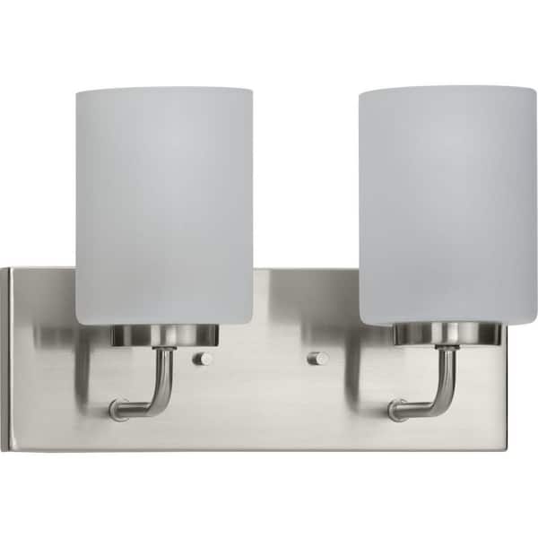 Progress Lighting Merry 2-Light Brushed Nickel Etched Glass Transitional Wall Light
