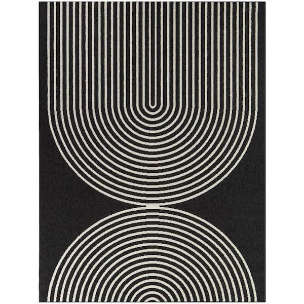 BALTA Macalister Black 5 ft. 3 in. x 7 ft. Striped Indoor/Outdoor Area Rug