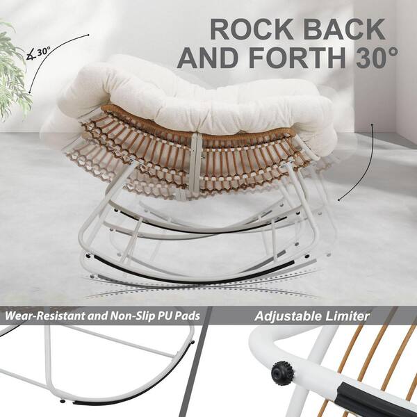 Tenleaf Rattan Rope White Frame 42 in. W Metal Outdoor