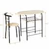 3 Pcs Dining Set 2 Chairs And Table Compact Bistro Pub Breakfast Home Kitchen Beech wood