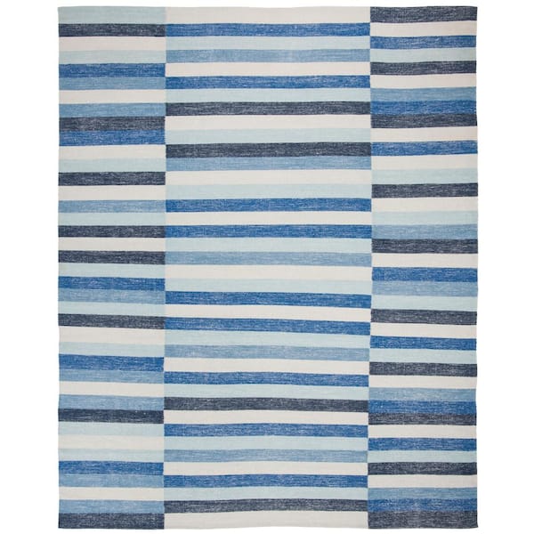 SAFAVIEH Striped Kilim Blue 8 ft. X 10 ft. Plaid Striped Area Rug