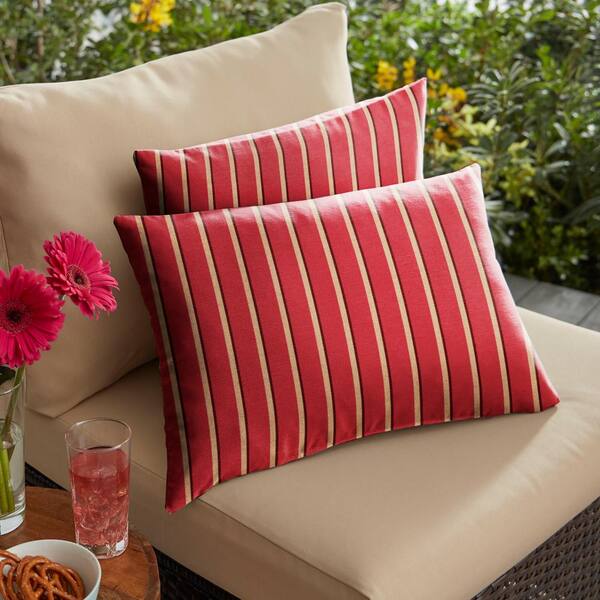 Red striped outdoor online pillows