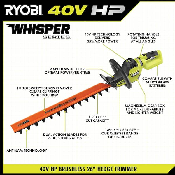 40V Hedge Trimmer, Dual-Action Blade