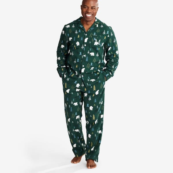 The Company Store Company Cotton Family Flannel Polar Bear Forest Men's  Large Forest Green Pajamas Set 60016 - The Home Depot