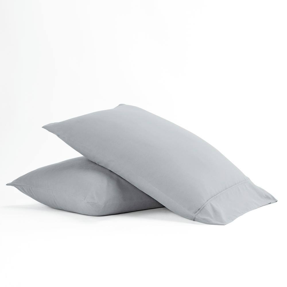 Light Gray Hypoallergenic Cotton Polyester Standard Pillowcase Set