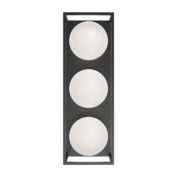 Amelia 19 in. 3-Light 40-Watt Black Outdoor Hardwired Wall Sconce