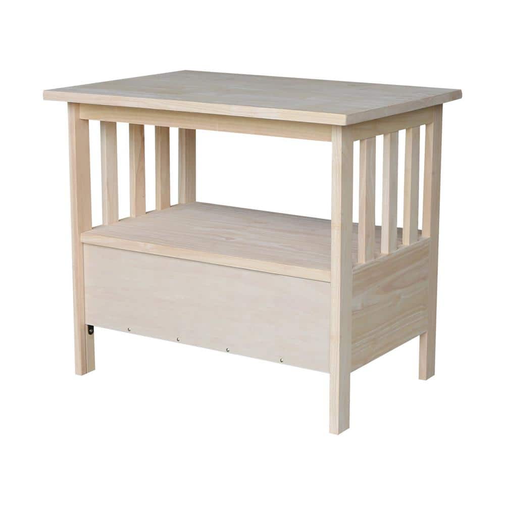 Unfinished Solid Parawood Mission TV Stand with Drawer