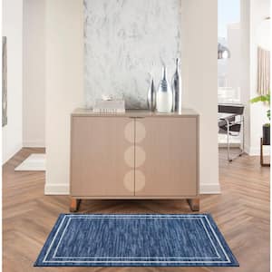 Essentials Navy/Ivory Doormat 2 ft. x 4 ft. Solid Contemporary Indoor/Outdoor Kitchen Area Rug