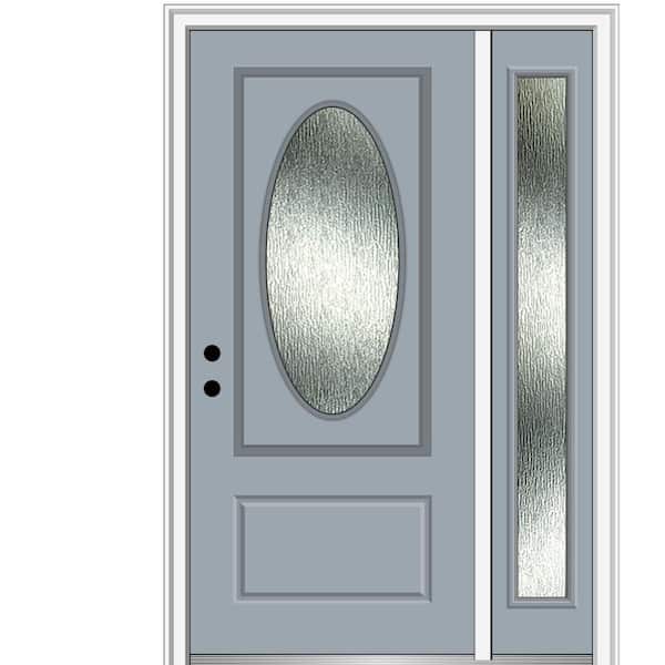 MMI Door 50 in. x 80 in. Right-Hand Inswing Rain Glass Storm Cloud Fiberglass Prehung Front Door on 4-9/16 in. Frame