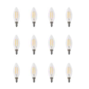 75-Watt Equivalent B10 E12 Candelabra Dimmable Filament Clear Glass Chandelier LED Light Bulb, Daylight (12-Pack)