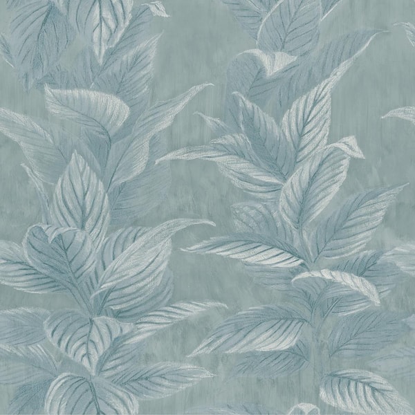 Malibu Blue Pastel Palm Vinyl Peel and Stick Wallpaper Roll (Covers 60 sq. ft.)