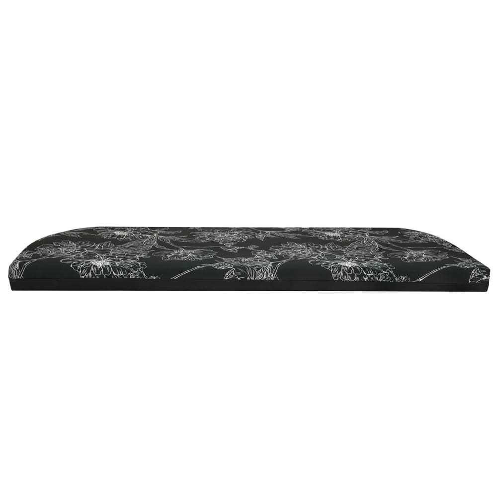 Outdoor Decor Flora Bench Seat Cushion 48 x 18 in Black