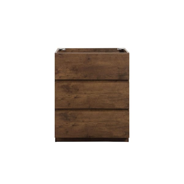 23.7 in. W x 17.9 in. D x 32.3 in. H Bath Vanity Cabinet without Top with 3-Drawers in Brown