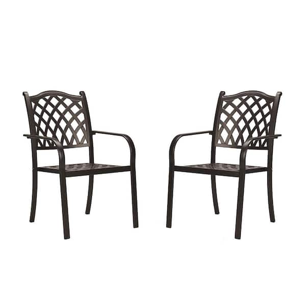 TIRAMISUBEST Aluminum Outdoor Dining Chair in Dark Brown Set of 2
