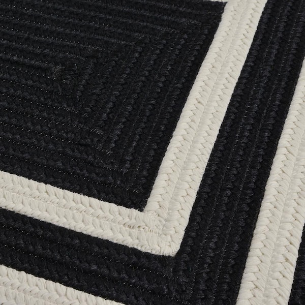 Griffin Border Black/White 7 ft. x 9 ft. Braided Indoor/Outdoor Patio Area Rug