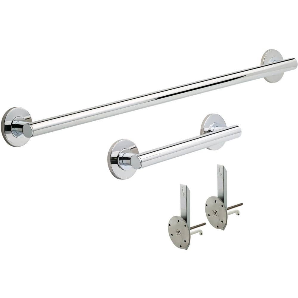 Delta 36 in. Contemporary Concealed Screw Tub Area Grab Bar Set in Polished Chrome (2Pack