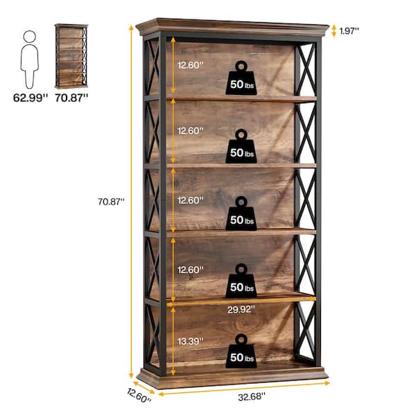 TRIBESIGNS WAY TO ORIGIN Kaduna 70.9 in. Tall Brown Wooden 5-Shelf