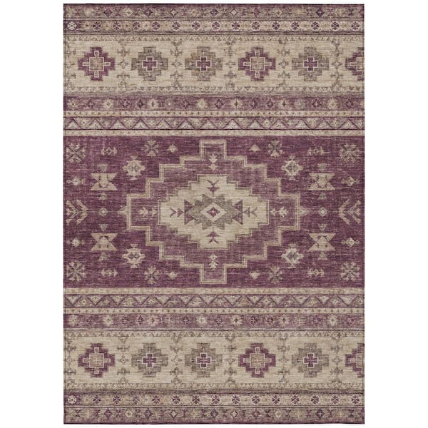 Chantille Machine Washable Indoor/Outdoor Abstract ACN3125 Plum 10 ft. x 14 ft. Area Rug