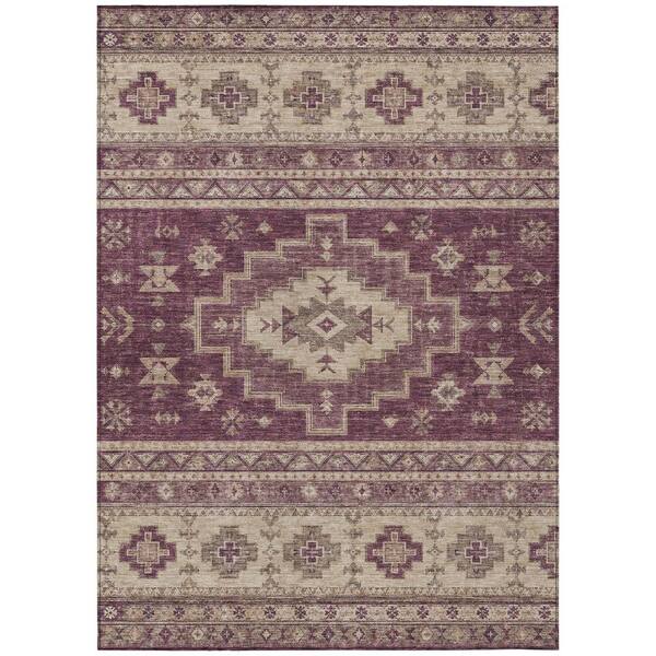 Chantille Machine Washable Indoor/Outdoor Abstract ACN3125 Plum 5 ft. x 7 ft. 6 in. Area Rug