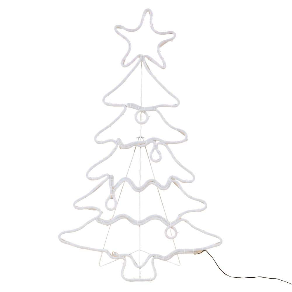 LuxenHome 45 in. 1Light LED White Rope Light Tree Indoor/Outdoor