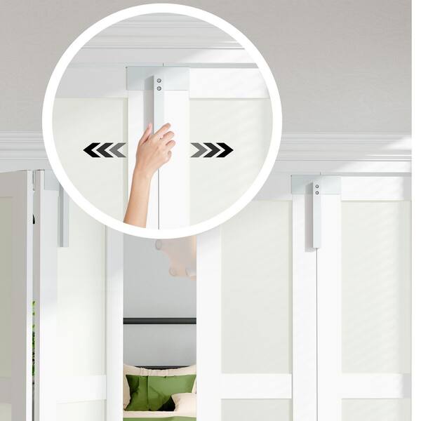 TENONER 48 in. x 80 in. Full-Panel Louver Solid Core White PVC