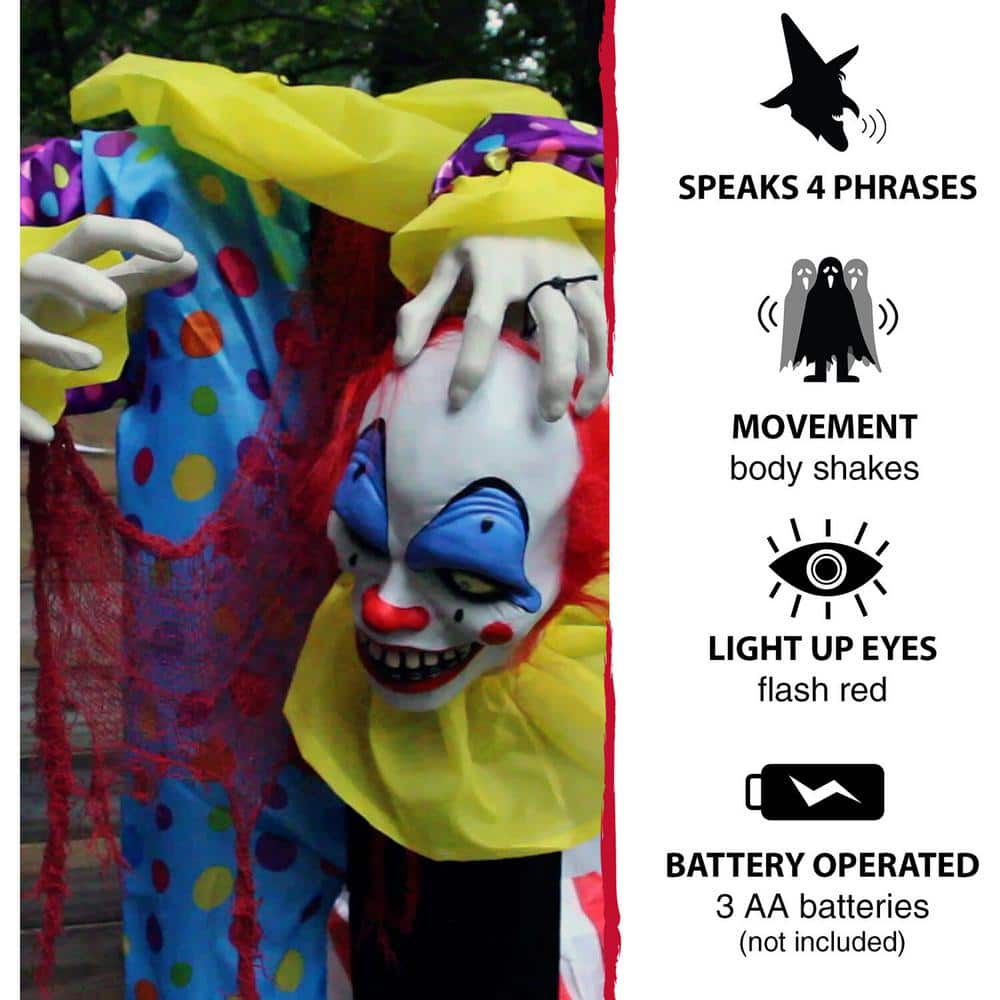 Life-Size Scary Talking Clown with Flashing Red Eyes