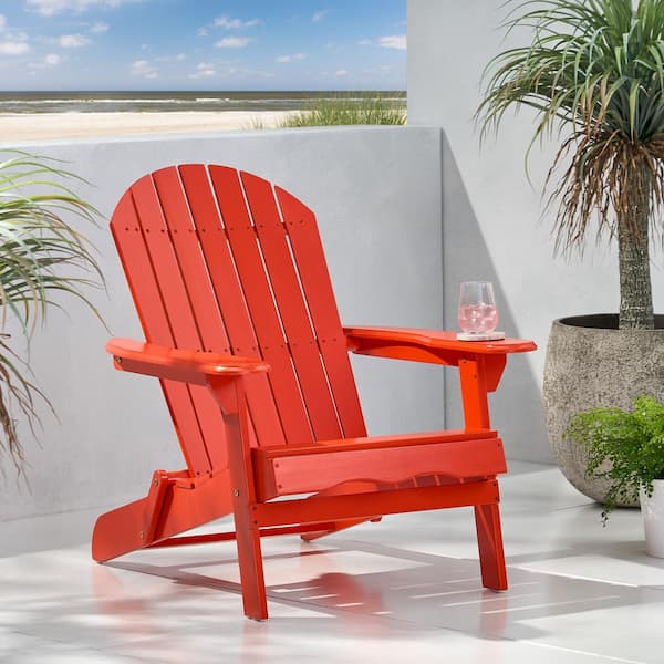 Unbranded Red Acacia Wood Outdoor Patio Adirondack Chair (Set of 1)