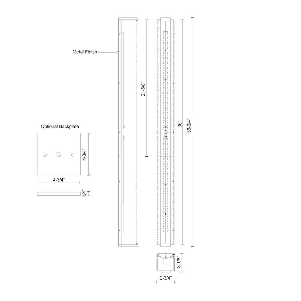 Latitude Sleek Black LED 36.75" Vanity Light Bar