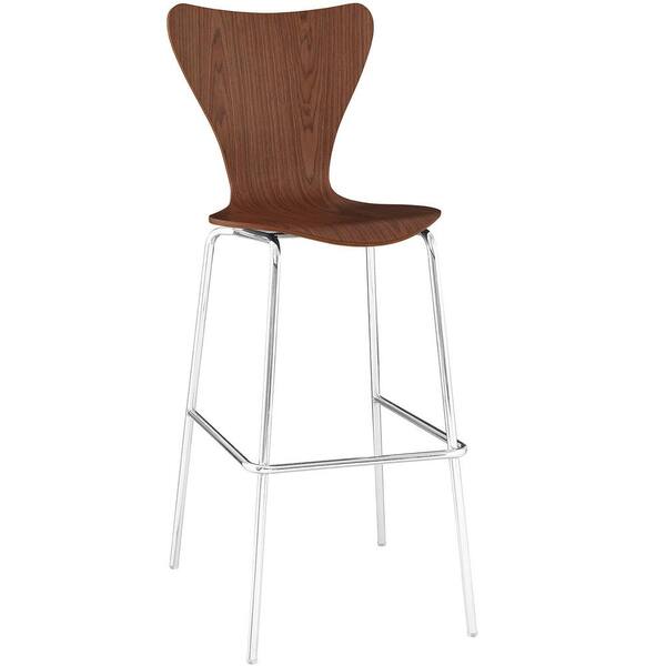MODWAY Ernie 31 in. Walnut Wood Bar Stool EEI538WAL The Home Depot