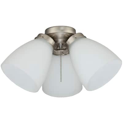 3-Light Brushed Nickel Ceiling Fan Shades LED Light Kit