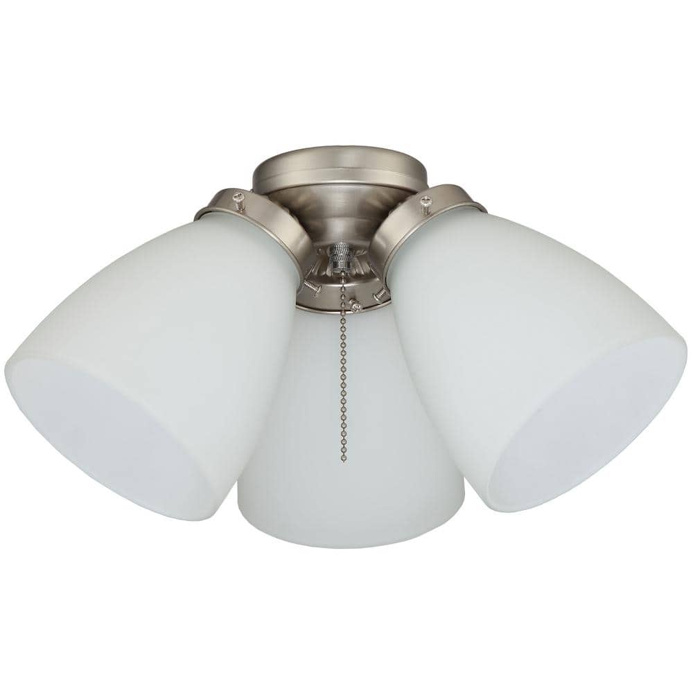 Hampton Bay 3-Light Brushed Nickel Ceiling Fan Shades LED Light Kit