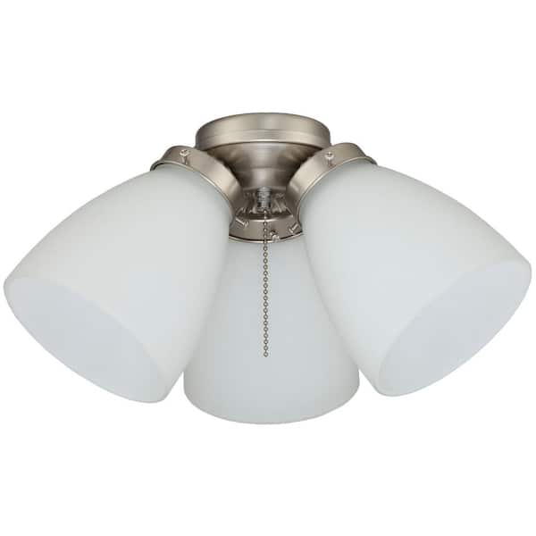 Photo 1 of 3-Light Brushed Nickel Ceiling Fan Shades LED Light Kit