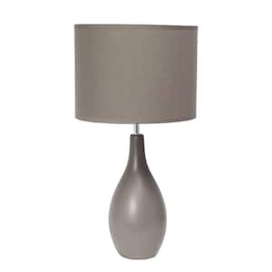 18.11 in. 1- Light Oval Bowling Pin Base Ceramic Table Lamp, Gray