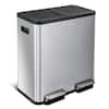 Home Zone Living 21 Gal. Large Stainless Steel Dual Compartment Kitchen Step Trash Can with Dual Soft-Close Lids, Silver VA42576A