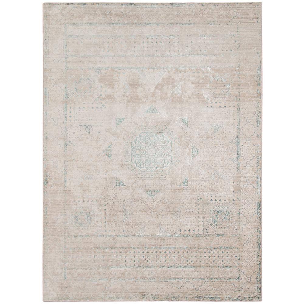 Camilla Fiona Aqua Blue/Beige 3 ft. 11 in. x 5 ft. 7 in. Transitional Medallion Polyester Area Rug price history on PriceWatchPro
