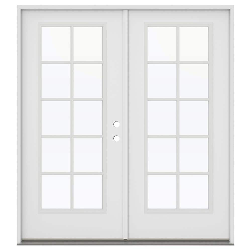 JELD-WEN 72 in. x 80 in. Left-Hand/Inswing Low-E 10 Lite Primed Steel ...