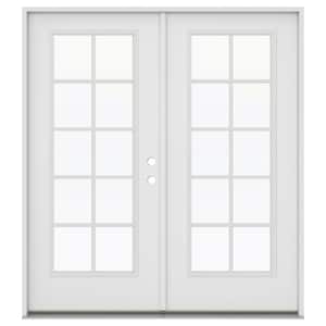 72 in. x 80 in. Left-Hand/Inswing Low-E 10 Lite Primed Steel Double Prehung Patio Door