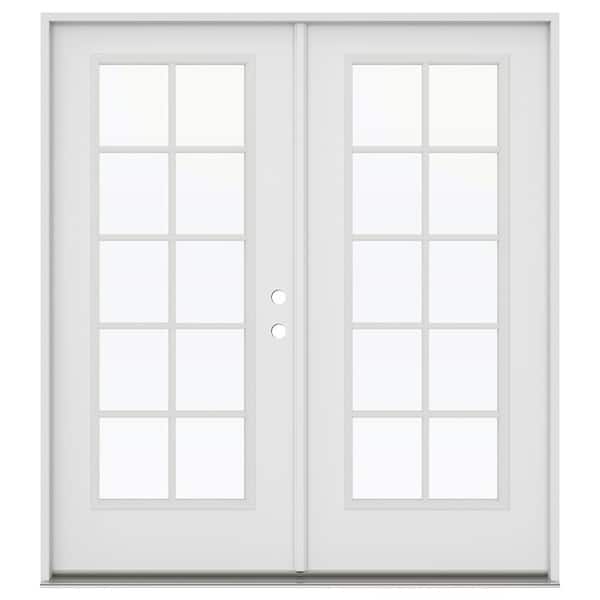 JELD-WEN 72 in. x 80 in. Left-Hand/Inswing Low-E 10 Lite Primed Steel Double Prehung Patio Door