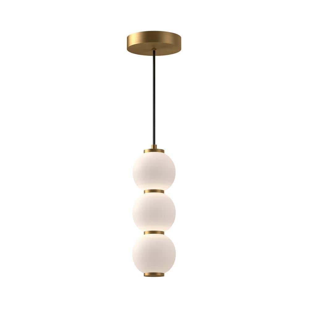 Bijou 7 in. 1 Light 20-Watt Aged Gold/Opal Matte Glass Integrated LED Pendant Light price history on PriceWatchPro