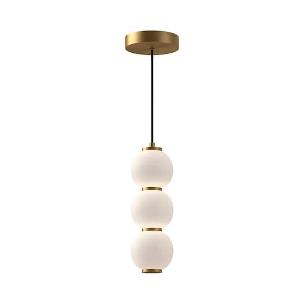 ALORA MOOD Bijou 7 in. 1 Light 20-Watt Aged Gold/Opal Matte Glass