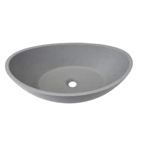 Modern Gray Concrete Dumpling-Shaped Oval Bathroom Vessel Sink