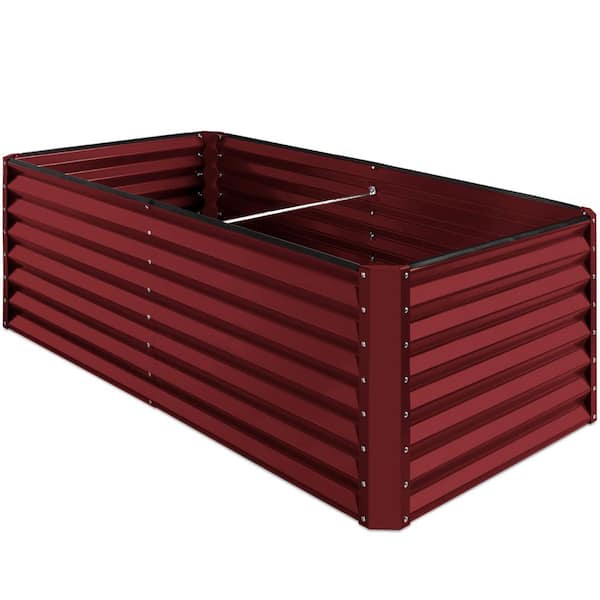 6 ft. x 3 ft. x 2 ft. Royal Red Outdoor Steel Raised Garden Bed Planter Box for Vegetables, Flowers, Herbs